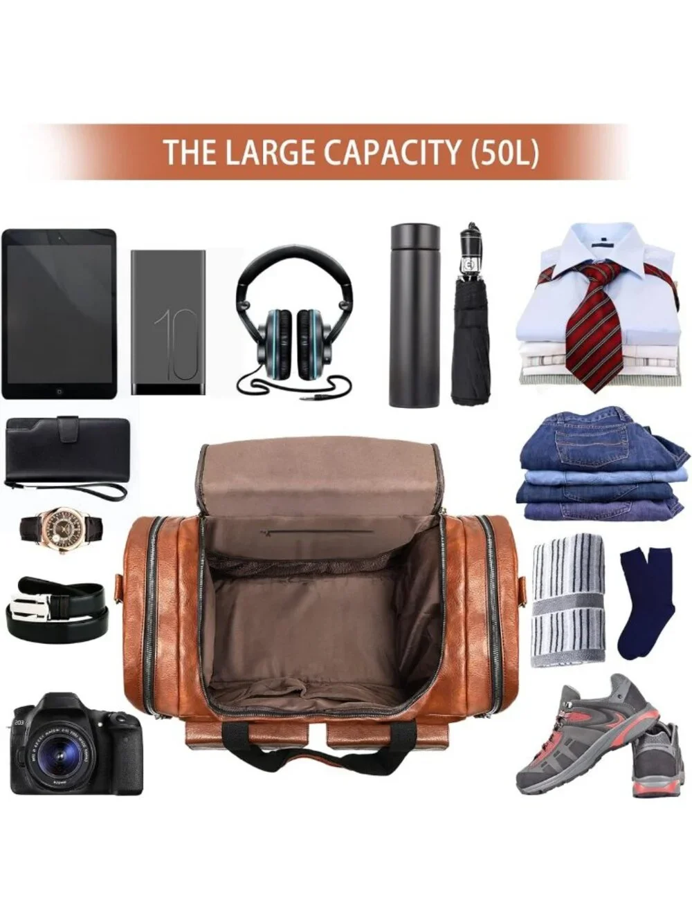 Large Waterproof Travel Duffel Bag with Shoe Compartment - Perfect for Gym